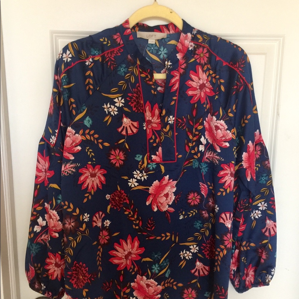 Loft NWT navy floral blouse